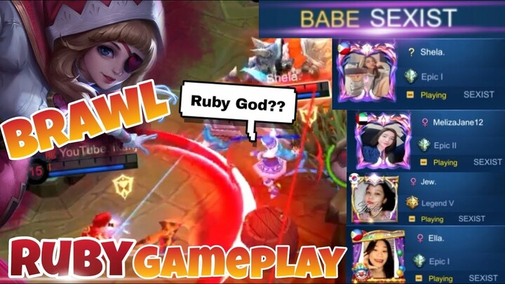 RUBY Gameplay Brawl | ikanji Akuma Ruby vs Ruby and the Girls squad | Mobile Legend