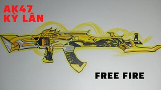 FREE FIRE Vẽ Skin AK47 Kim Kỳ Lân Cực Chi Tiết