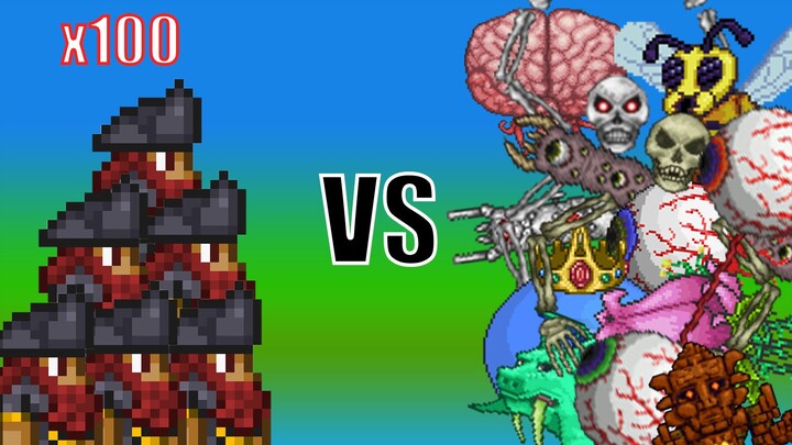 [terraria] 100 bajak laut VS BOSS Terraria!