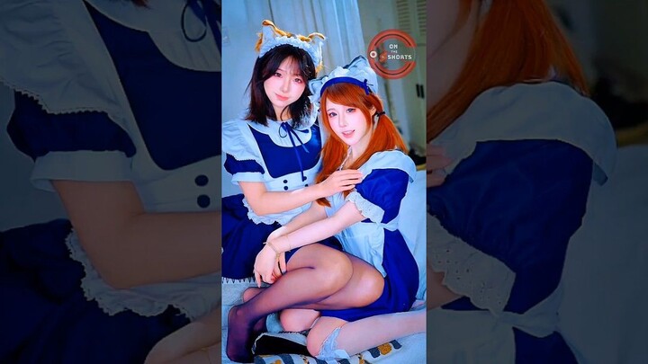 Cat Girls Maid Cafe So Cute ❤️ Cat Girl Cosplay  Maid Cosplay #shorts