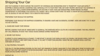 Shipping Your Car