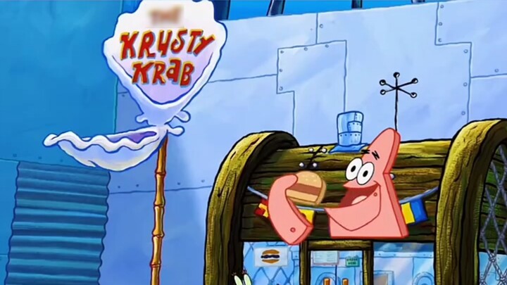 แพทริคได้กลายมาเป็นโฆษกประจำ Krusty Krab! - -