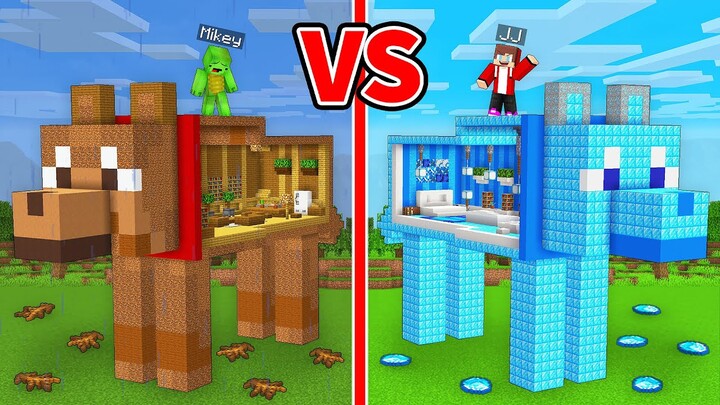 JJ and Mikey: POOR vs RICH DOG Statue Build Battle in Minecraft - Maizen