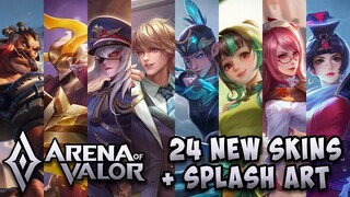 24 NEW SKINS (Rourke, Yorn, Zata, Ishar, Veres & More) | Arena of Valor | AoV | RoV | LiênQuânMobile