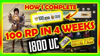 100 RP IN 4 WEEKS | HOW I COMPELTE MAX RP ROYAL PASS SEASON 17 | PUBG MOBILE | 1800UC ROYAL PASS