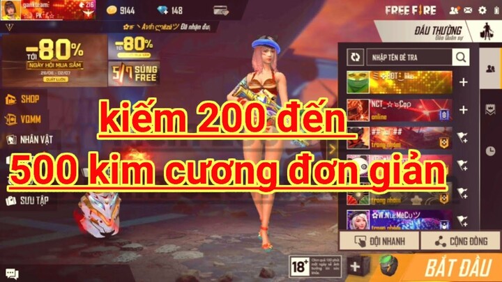 Free Fire | Mẹo kiếm 200 đến 500 kim cương ngay trong game cực dễ | boss gamming.