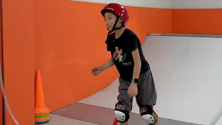 Little Kid Boards Down the Stairs