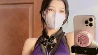 Shi Xier hitam dan ungu mawar kaki panjang merah bawah hitam tepi sepatu hak tinggi seksi panas mena