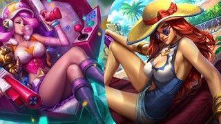 So sánh Miss Fortune Giả Lập và Miss Fortune Tiệc Bể Bơi trong Liên Minh Huyền Thoại