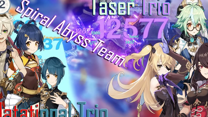 Genshin Impact 2.8 Spiral Abyss ชั้น 12 - Trio National & Taser 4 Star Characters Only (9 ดาว)