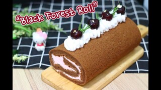 แบล็คฟอเรสโรล Black Forest Cake Roll : เชฟนุ่น ChefNuN Cooking