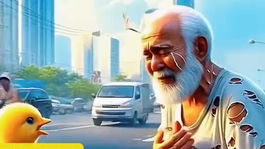 Chicken rescues fallen old man
