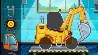 Trò chơi vui nhộn - game lắp ráp máy cẩu,máy xúc,máy ủi đất,xe ben trộn bê tông