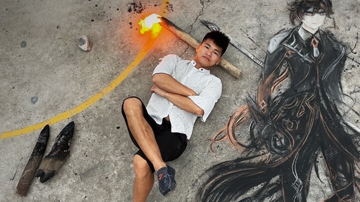 Fire Pen Painting [Genshin Impact · Zhongli. Emperor] The fire pen shows the cool Emperor