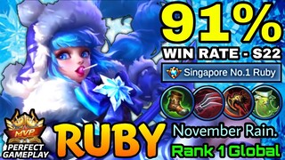 91% Win Rate S22 Ruby Supreme No.1 MVP Play! - Top 1 Global Ruby by November Rain. - MLBB