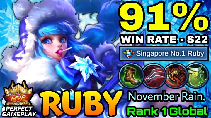 91% Win Rate S22 Ruby Supreme No.1 MVP Play! - Top 1 Global Ruby by November Rain. - MLBB