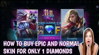 Purchase Epic skin for 1 diamond in Mobile Legends | How to use promo diamonds