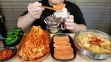 얼큰어묵탕,스팸,오징어젓,배추김치,매운고추 요리먹방 MUKBANG