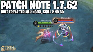 FREYA BUFF, PENYESUAIAN ITEM & EMBLEM - PATCH NOTE 1.7.62 MOBILE LEGENDS