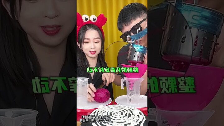 Thử Thách Ép Nước Trái Cây Ăn Bánh Kem 2 #shorts #mukbang