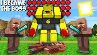 Why did I TURN INTO A MEGA BOSS VS VILLAGERS in Minecraft ! I BECAME A MUTANT !