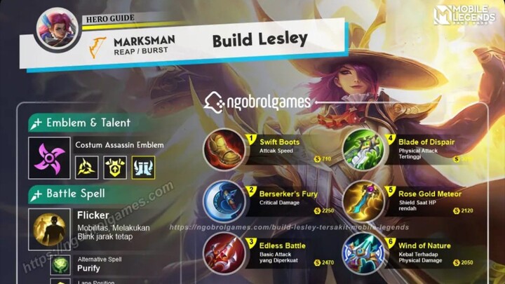 BUILD LESLEY TERBARU DI JAMIN 2 HIT MATI!!🔥GAMEPLAY MOBILE LEGENDS