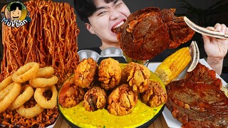 ASMR MUKBANG 직접 만든 양념 치킨먹방! 스테이크 짜파게티 레시피 & 먹방 FRIED CHICKEN AND BLACK BEAN NOODLES EATING SOUND!