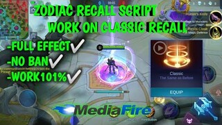 NEW ZODIAC RECALL SCRIPT WORK ON CLASSIC RECALL | MOBILE LEGENDS