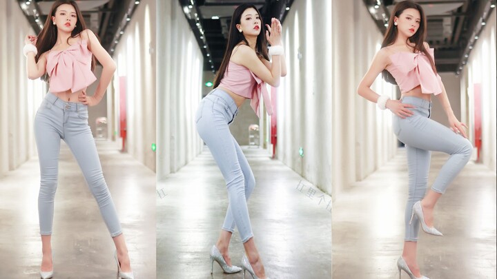 Rasio pinggang-pinggul yang sempurna ✨ Ikuti tantangan sengatan listrik dari guru ✨ Skinny jeans + s