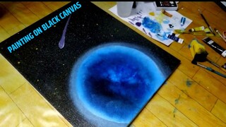 SIMPLE NIGHT SKY PAINTING || ACRYLIC PAINTING