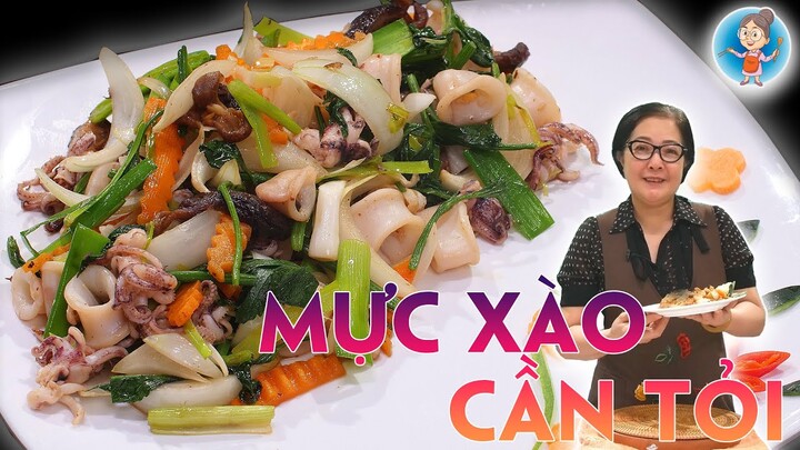 MỰC XÀO CẦN TỎI - Món xào hấp dẫn đưa cơm | CƠM NHÀ