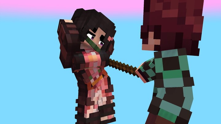 ZERO TWO DODGING SUPER IDOL FIRST MEET CUTE NEZUKO AND TANJIRO - MINECRAFT ANIMATION #shorts