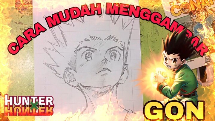 cara yang paling mudah menggambar anime hunter x hunter GON