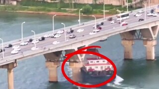 Pilar jembatan Jembatan Shizhou di Changsha tertabrak kapal pengangkut pasir? Departemen jembatan da
