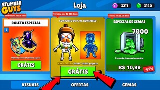 NOVA SKIN! CHEGOU AGORA NOVAS OFERTAS DO STUMBLE GUYS [ROLETA DE SKINS ESPECIAIS] - BUG DA ROLETA 😱🍀