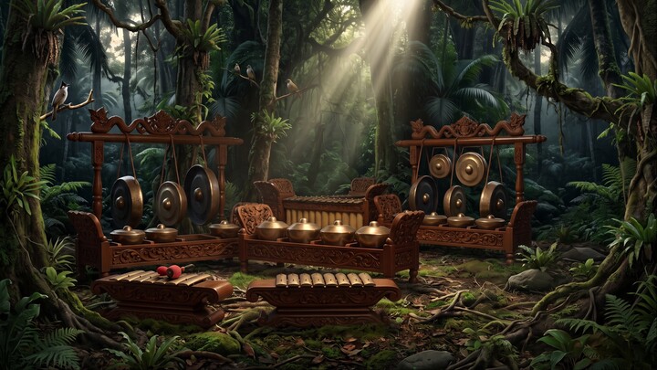 meditative extremely slow Javanese gamelan relaxation music instrument. free use no copyright