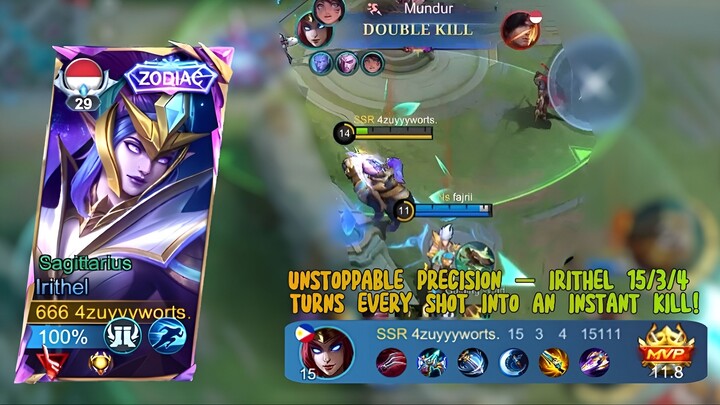 🏆IRITHEL MVP 15/3/4!! PRESISI GILA DAN DAMAGE TANPA AMPUN, SEMUA LAWAN LENYAP SECEPAT KILAT⚡