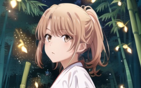 Schoolgirl in shrine maiden costume