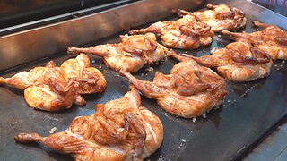 누룽지 통닭 Amazing Pressed Barbecue Chicken with Sticky Rice, Chicken Skewers - Korean street food