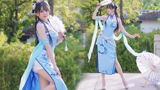 Hari ini adalah wanita Jiangnan yang lembut~❤️Berkabut dan berperahu hujan❤️ cheongsam/tarian kipas【