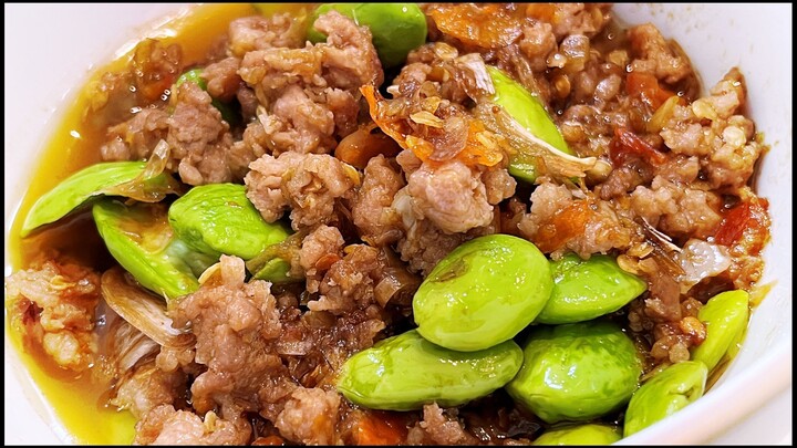 ผัดสะตอกระทะเล็กๆ ไว้คลุกข้าว