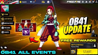 TOP  EVENTS  AFTER OB41 EVENT IN FREE FIRE 😱| DEMON SLAYER OB41 EVENTS FULL DETAILS - FREE REWARDS