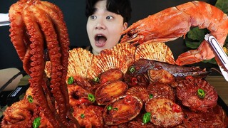 ASMR MUKBANG 대왕 가리비, 문어, 새우, 전복 등 다양한 해물을 넣은 해물찜 밥도둑 먹방 SEAFOOD STEAMED OCTORPUS EATING SHOW Hải sản