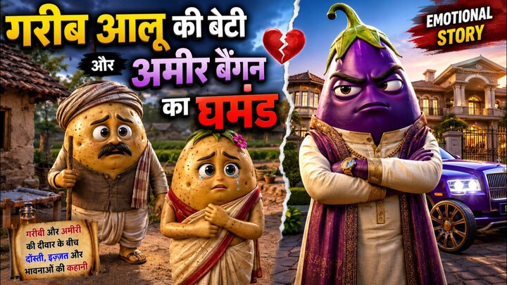 गरीब आलू की बेटी और अमीर बैंगन का घमंड 😭💔 | दिल छू लेने वाली कहानी | Hindi Moral Story