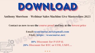 Anthony Morrison – Webinar Sales Machine Live Masterclass 2023