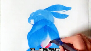 Let's draw a blue rabbit, paying tribute to the rabbit-year stamps of our predecessors—just for fun!