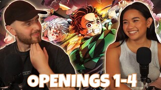 Girlfriend Reacts To All DEMON SLAYER OPENINGS!! (Openings 1-4)