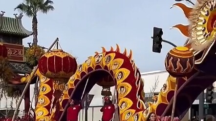 A parade with floats was held in the United States, and Chinese elements reportedly appeared in one 