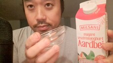 ASMR STRAWBERRY YOGHURT BOWL LICKING & FOLLOW THE PENCIL