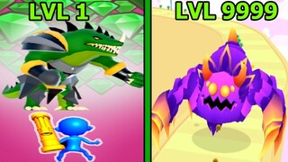 Người Que Stickman Triệu Hồi Cưỡi Quái Vật Cá Sấu Đánh Bại Quỷ Nhện Độc  - Monster Collect Run